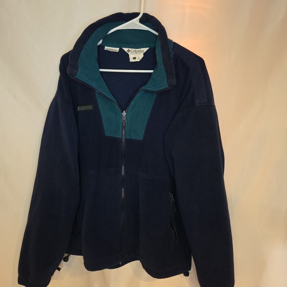 Vintage Columbia Fleece Full Zip Men's‎ L COLORBLOCK Teal Blue Jacket